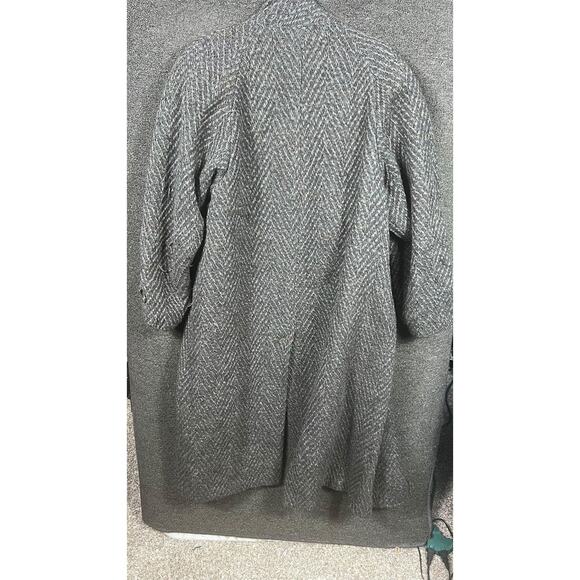 VTG Neiman Marcus Coat Mens Size 48 Wool Herringbone Italian Made Overcoat 90s - Picture 3 of 15